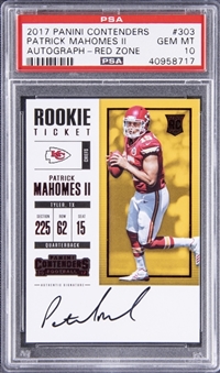 2017 Panini Contenders Auto Red Zone #303 Patrick Mahomes II Signed Rookie Card - PSA GEM MT 10